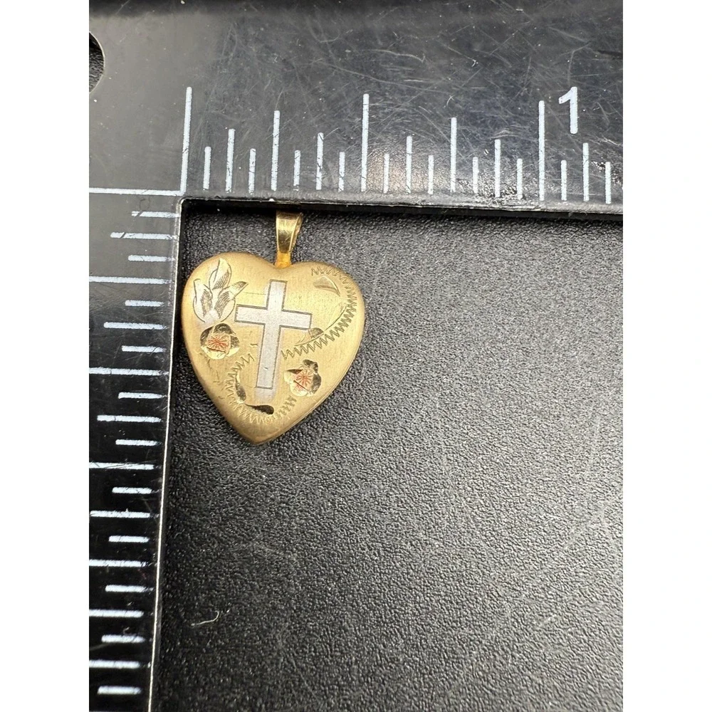 Vintage Gold Filled Locket‎ Pendant Cross Etched